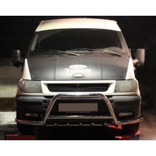 Кенгурятник з вусами WT003-Plus (2000-2006, нерж.) для Ford Transit рр