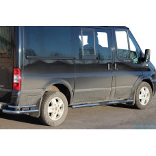 Бічні труби BB002 (2 шт., нерж.) 60 мм, L1 (коротка) для Ford Transit 2000-2014 рр