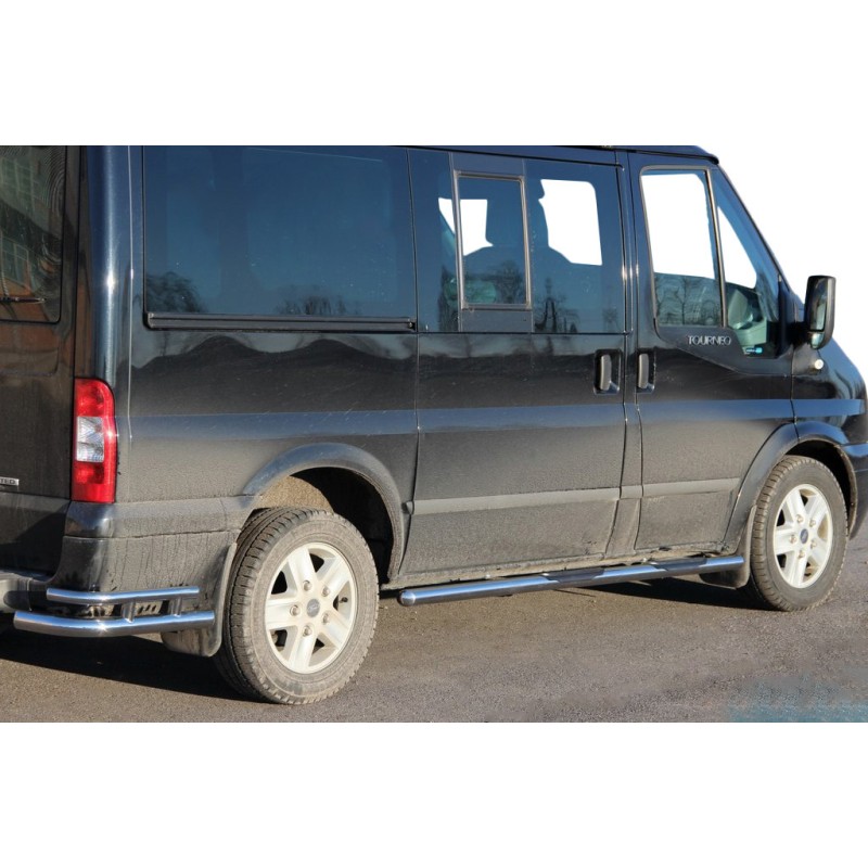 Бічні труби BB002 (2 шт., нерж.) 60 мм, L3/L4 (довга) для Ford Transit 2000-2014 рр