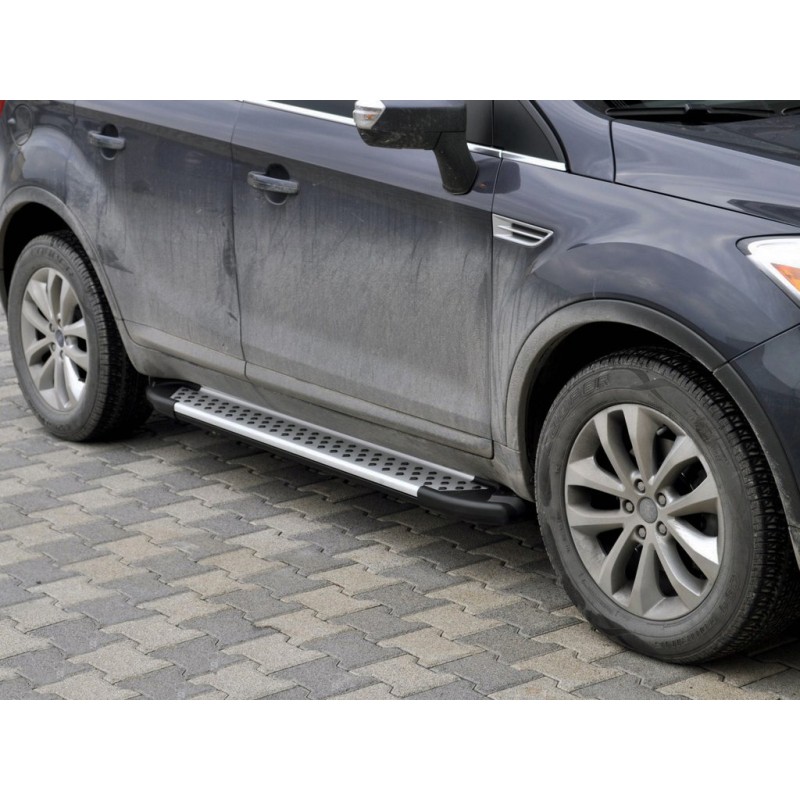 Боковые пороги Allmond Grey (2 шт, алюм.) для Ford Kuga 2008-2013 гг