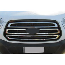 Накладки на решітку (2014-2018, 3 шт, нерж) Carmos - Турецька сталь для Ford Transit 2014- рр