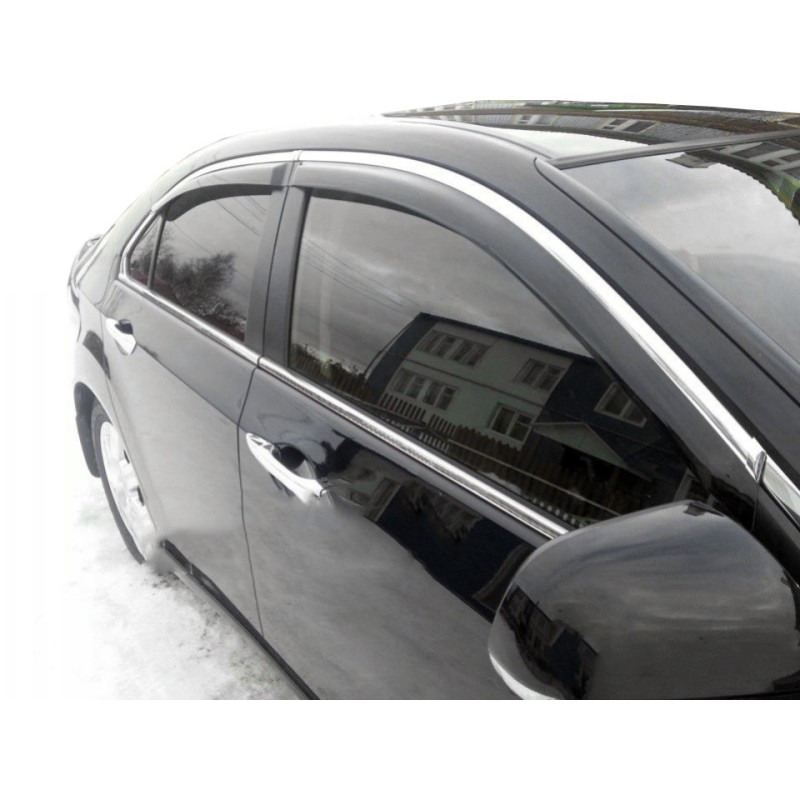 Ветровики с хром молдингом (4 шт, HIC) для Toyota Camry 2011-2018 гг
