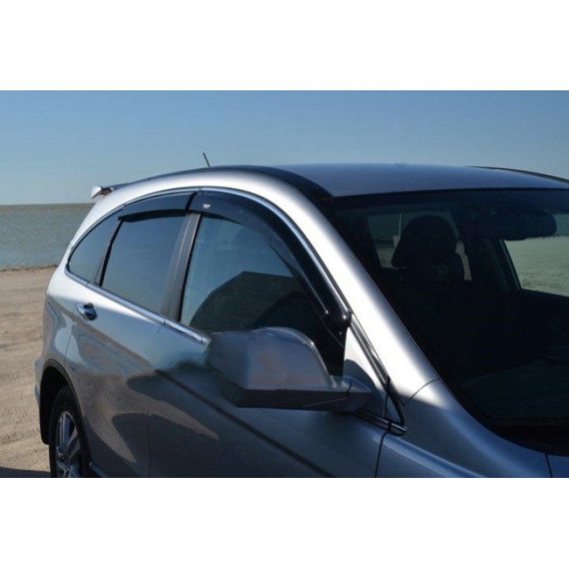Вітровики з хром молдингом (4 шт, HIC) для Honda CRV 2007-2011 рр