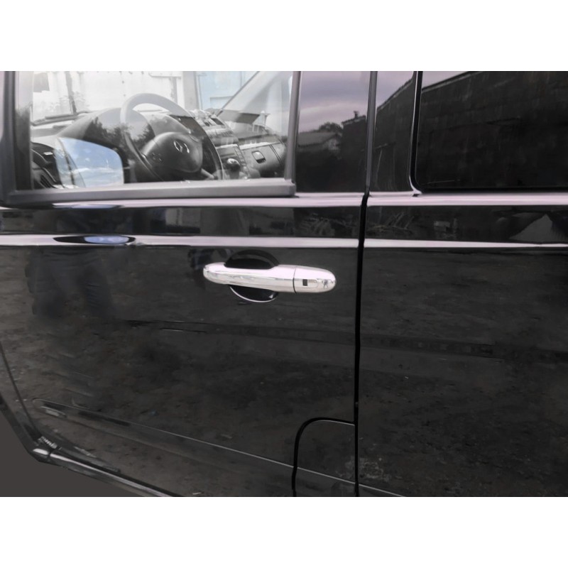 Накладки на ручки (нерж) 3 шт, OmsaLine - Итальянская нержавейка для Mercedes Viano 2004-2014 гг