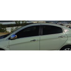 Повний комплект обведення стекол (14 шт., нерж.) для Hyundai Accent 2011-2017 рр