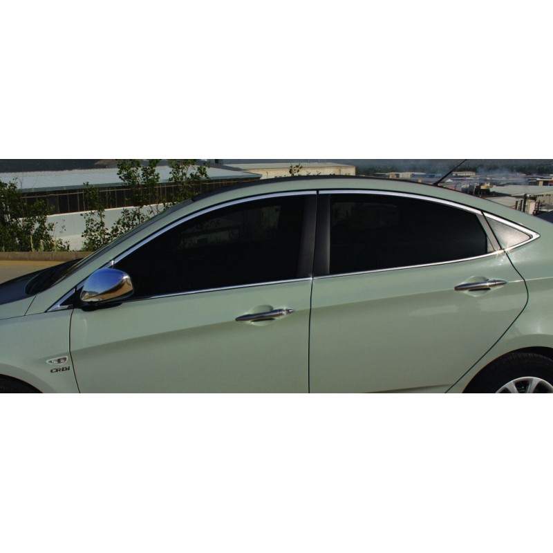 Повний комплект обведення стекол (14 шт., нерж.) для Hyundai Accent 2011-2017 рр