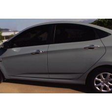 Накладки на ручки (4 шт, нерж) OmsaLine - Італійська нержавійка для Hyundai Accent 2011-2017 рр
