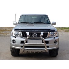 Кенгурятник QT007 (нерж) для Nissan Patrol Y61 1997-2011 рр