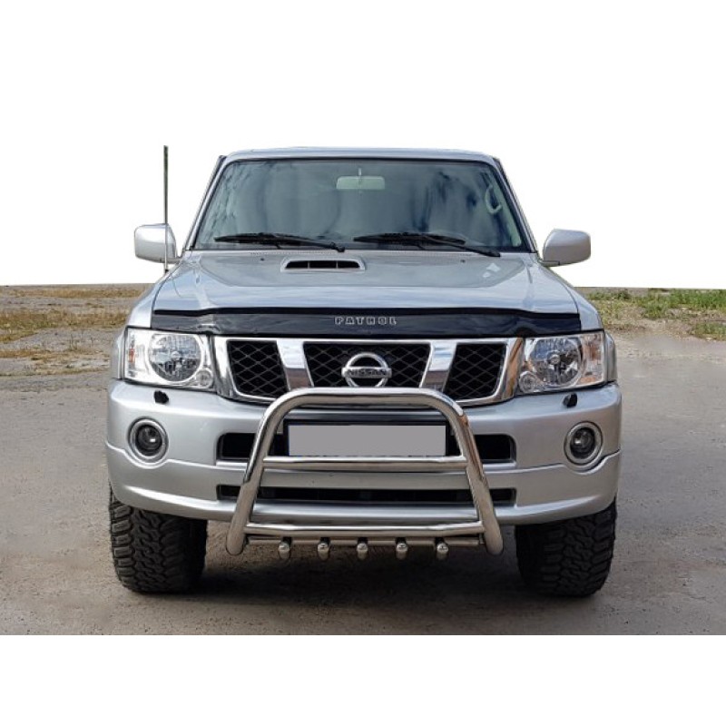 Кенгурятник QT007 (нерж) для Nissan Patrol Y61 1997-2011 гг