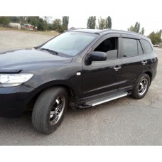 Бокові пороги Line (2 шт., алюміній) для Hyundai Santa Fe 2 2006-2012 рр