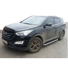 Боковые пороги Fullmond (2 шт, алюм.) для Hyundai Santa Fe 3 2012-2018 гг