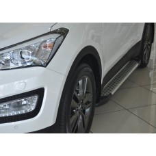 Бокові пороги Allmond Grey (2 шт., алюм.) для Hyundai Santa Fe 3 2012-2018 рр
