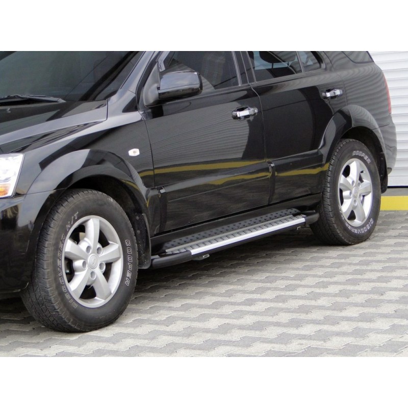 Бокові пороги Allmond Grey (2 шт., алюм.) для Kia Sorento 2002-2009 рр