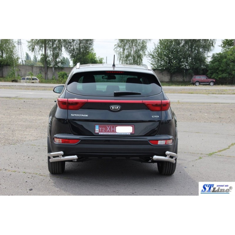 Задній захист куточки подвійні AK003-подвійний (нерж) для Kia Sportage 2015-2021 рр