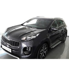 Бокові пороги Allmond Grey (2 шт., алюміній) для Kia Sportage 2015-2021 рр