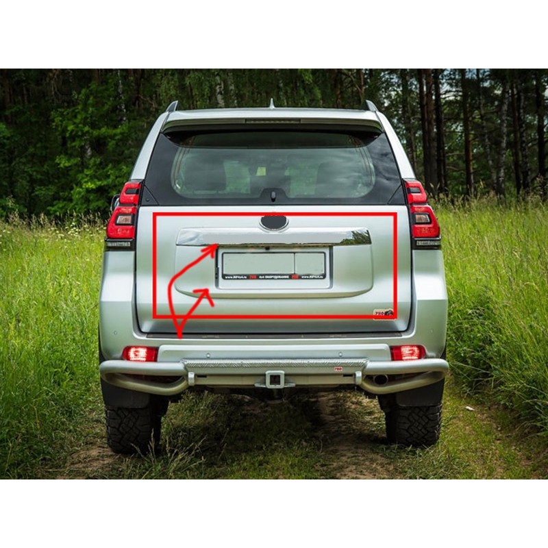 Хром планка над номером (дизайн 2018) Пластиковая накладка (ванная) для Toyota Land Cruiser Prado 150