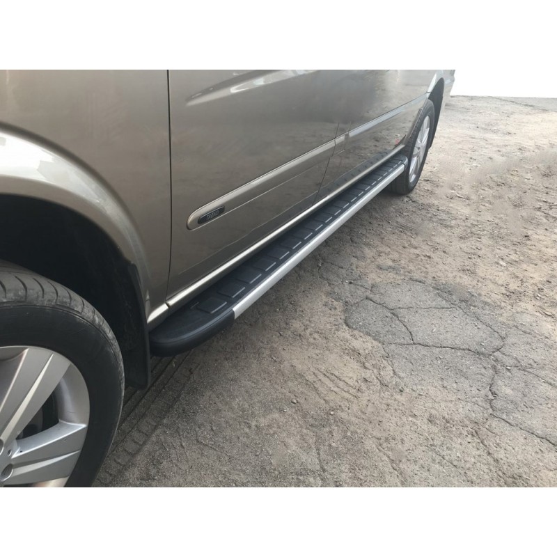 Боковые пороги Duru (2 шт., алюминий) Длинная (ExtraLong) для Mercedes Vito W639 2004-2014 гг