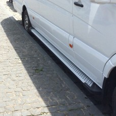 Боковые пороги Allmond Grey (2 шт., алюм.) Long/ExtraLong для Mercedes Sprinter W906 2006-2018 гг