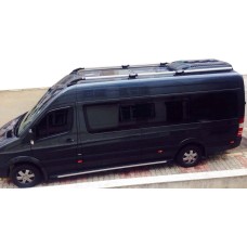 Рейлінги Shark (чорні ніжки, алюміній) для Volkswagen Crafter 2006-2016 рр