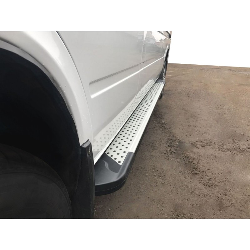 Бокові пороги Allmond Grey (2 шт., алюм) Довга база для Volkswagen LT 1995-2006 рр