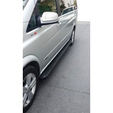 Бокові пороги Allmond Black (2 шт., алюм) Довга (ExtraLong) для Mercedes Vito W639 2004-2014 рр