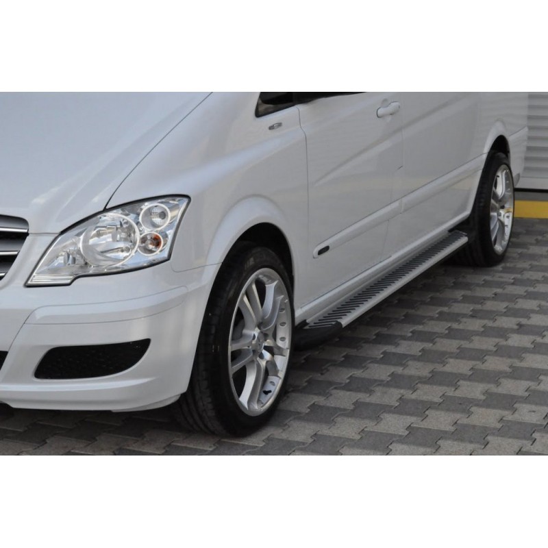 Бокові пороги Line (2 шт., Алюм.) Довга база для Mercedes Viano 2004-2014 рр