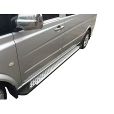Бокові пороги Allmond Grey (2 шт., алюм.) Довга (ExtraLong) для Mercedes Vito W639 2004-2014 рр