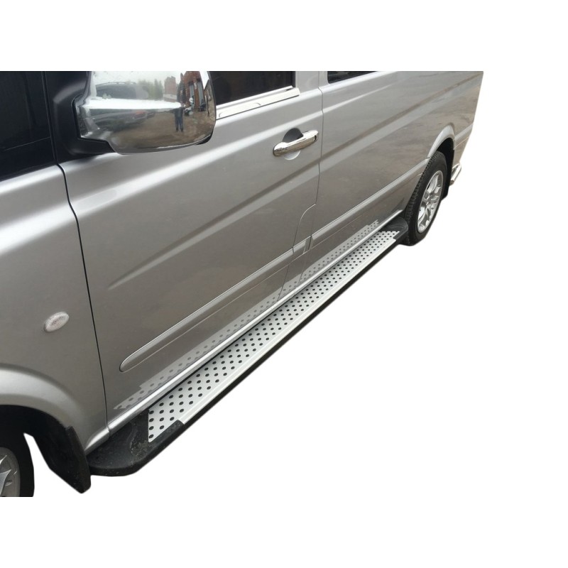 Бокові пороги Allmond Grey (2 шт., алюм.) Коротка (short) і Середня (long) для Mercedes Vito W639 2004-2014 рр