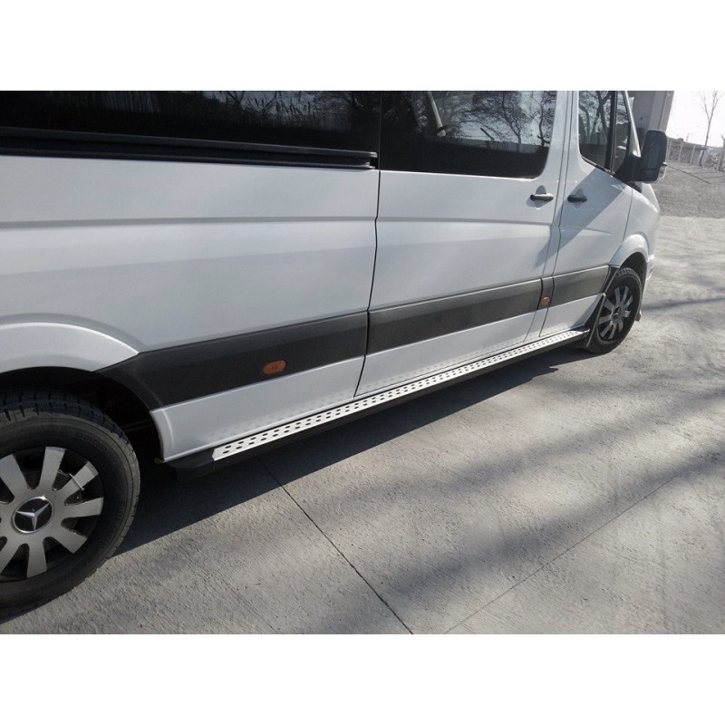 Боковые пороги DOT-Line (2 шт., алюм.) Средняя база для Mercedes Sprinter W906 2006-2018 гг