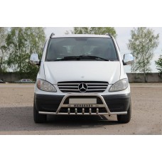 Кенгурятник WT004-Plus з вусами (нерж.) для Mercedes Vito W639 2004-2014 рр
