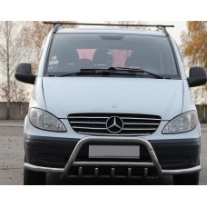 Кенгурятник WT003 з вусами (нерж.) для Mercedes Vito W639 2004-2014 рр