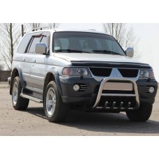 Кенгурятник QT006 (нерж) для Mitsubishi Pajero Sport 1996-2007 рр