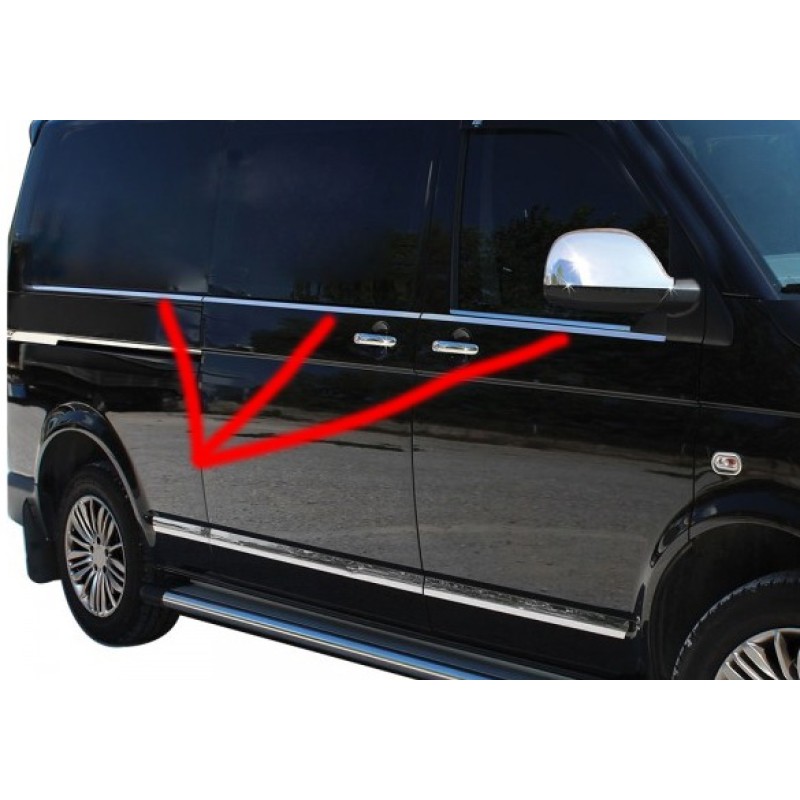 Нижня окантовка вікон (6 частин, нерж) Довга база для Volkswagen T5 Caravelle 2004-2010 рр