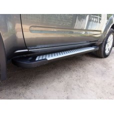 Боковые пороги Allmond Grey (2 шт, алюм.) для Nissan Pathfinder R51 2005-2014 гг