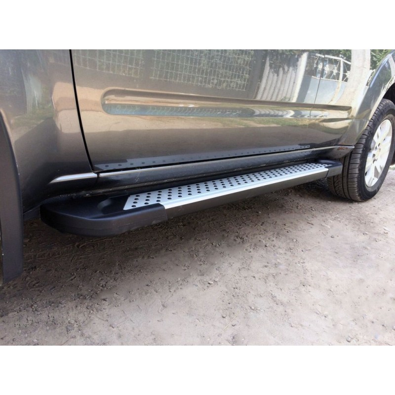 Боковые пороги Allmond Grey (2 шт, алюм.) для Nissan Pathfinder R51 2005-2014 гг