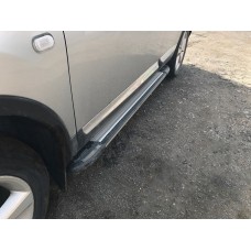 Боковые пороги Rainbow (2 шт., алюм.) для Nissan Qashqai 2007-2010 гг