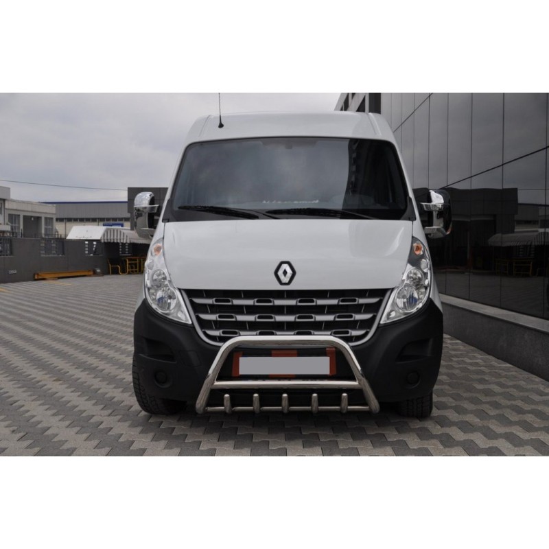 Кенгурятник WT003 (нерж.) З написом для Renault Master 2011-2023 рр