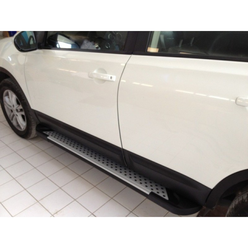 Бокові пороги Allmond Grey (2 шт, алюм) коротка база для Nissan Qashqai 2010-2014рр