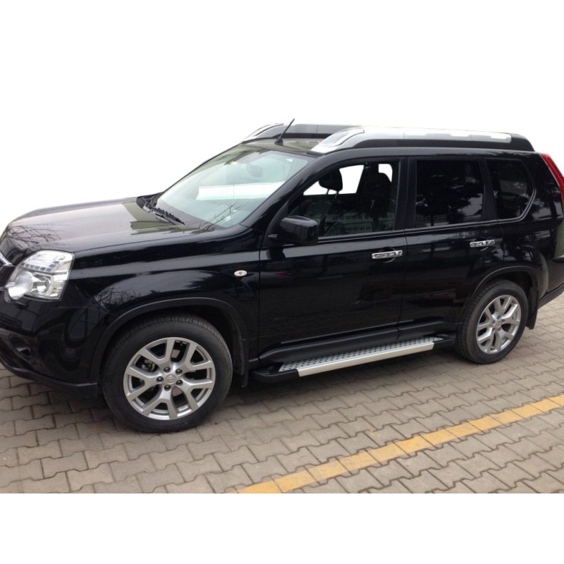 Боковые пороги Allmond Grey (2 шт, алюм.) для Nissan X-trail T31 2007-2014 гг
