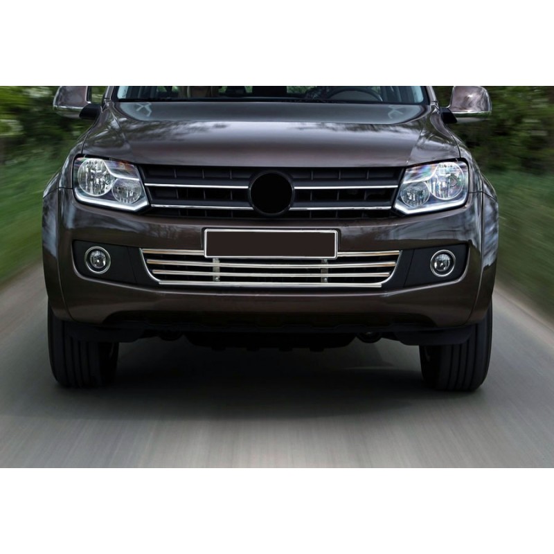 Решетка в бампер (нерж) для Volkswagen Amarok 2010-2022 гг