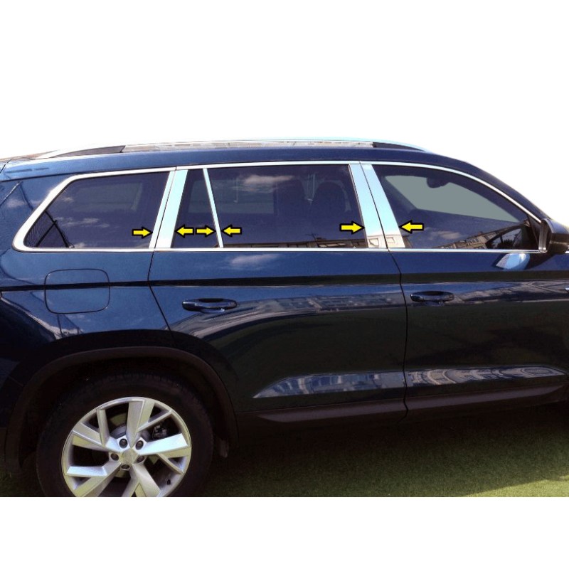 Молдинг дверних стійок (нерж) для Skoda Kodiaq 2016-2023 рр