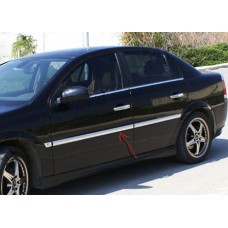 Накладки на молдинги дверей (4 шт, нерж) Carmos - Турецька сталь для Opel Vectra C 2002-2008 рр