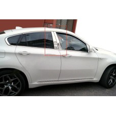 Молдинги на дверные стойки (нерж.) для BMW X6 E-71 2008-2014 гг