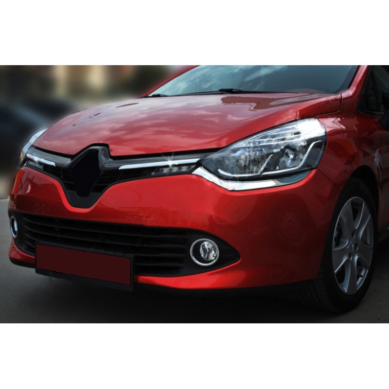 Накладки на решітку радіатора OmsaLine (2 шт, нерж.) Червоний хром для Renault Clio IV 2012-2019 рр
