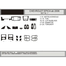 Накладки в салон (kit-1) Алюміній для Chevrolet Epica 2006-2014 рр