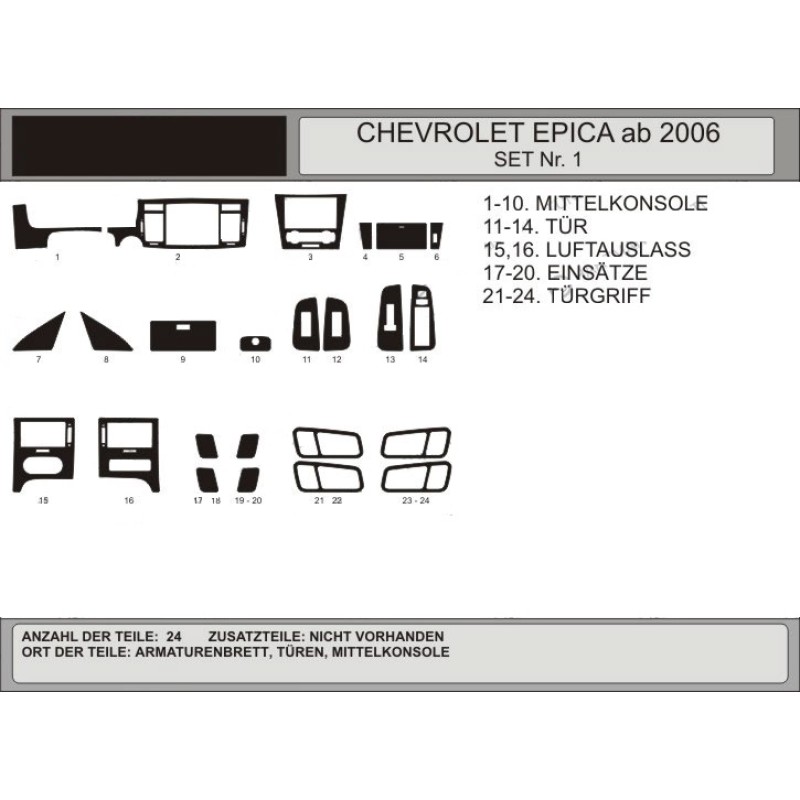Накладки в салон (kit-1) Карбон плюс для Chevrolet Epica 2006-2014 рр
