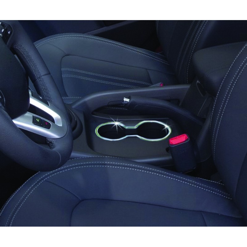 Окантовка подстаканника (нерж) для Kia Sportage 2010-2015 гг