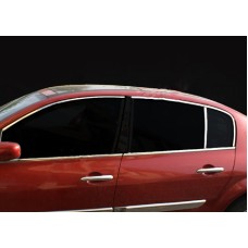 Верхня окантовка вікон (6 шт, нерж) для Renault Megane II 2004-2009 рр