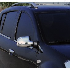 Накладки на дзеркала (2 шт) V-2 Хромований пластик для Dacia Logan MCV 2004-2014 рр