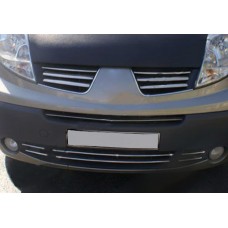 Накладки на решетку бампера (6 шт, нерж) для Renault Trafic 2001-2015 гг